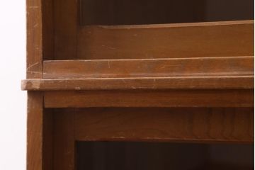 アンティーク家具　昭和レトロ家具　懐かしさ感じる重ねガラス戸棚(キャビネット、収納棚)(R-038881)