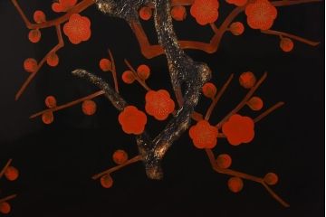 中古　在銘　華仙(上田)・蕃仙(三沢)　梅図・竹図　和の風情をたのしめる衝立(パーテーション)(R-038883)
