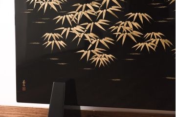 中古　在銘　華仙(上田)・蕃仙(三沢)　梅図・竹図　和の風情をたのしめる衝立(パーテーション)(R-038883)