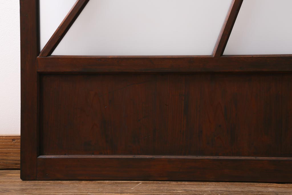 アンティーク建具　和製アンティーク　昭和初期　当時物色ガラス入り!格子のデザインが目を引くガラス戸2枚セット(建具、引き戸)(R-038884)