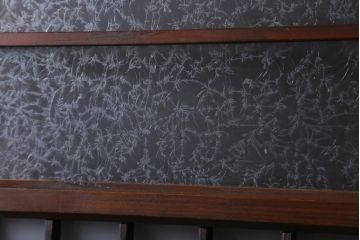 アンティーク建具　和製アンティーク　昭和初期　当時物色ガラス入り!格子のデザインが目を引くガラス戸2枚セット(建具、引き戸)(R-038884)