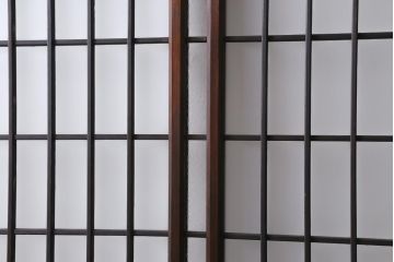 アンティーク建具　和製アンティーク　昭和初期　当時物色ガラス入り!格子のデザインが目を引くガラス戸2枚セット(建具、引き戸)(R-038884)