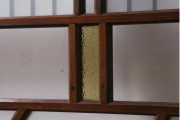 アンティーク建具　和製アンティーク　昭和初期　当時物色ガラス入り!格子のデザインが目を引くガラス戸2枚セット(建具、引き戸)(R-038884)