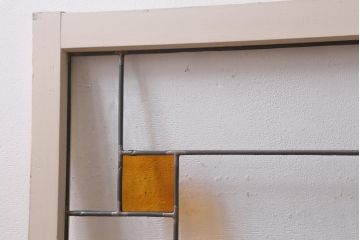 アンティーク建具　和製アンティーク　ステンドグラスがレトロなガラス戸2枚セット(窓、建具)(R-038886)