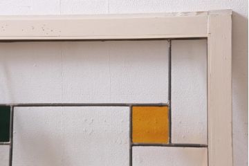 アンティーク建具　和製アンティーク　ステンドグラスがレトロなガラス戸2枚セット(窓、建具)(R-038886)