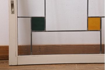 アンティーク建具　和製アンティーク　ステンドグラスがレトロなガラス戸2枚セット(窓、建具)(R-038886)