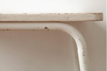 ビンテージ家具　和製ビンテージ　ホワイトペイント　シャビーな雰囲気が魅力のスツール(チェア、椅子、花台)(R-038890)