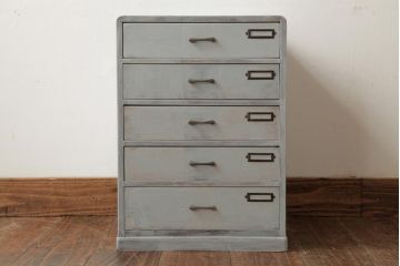 ペイント家具　和製ビンテージ　昭和中期　シャビーなペイントが魅力の小引き出し(小物収納、卓上収納、ドロワー)(R-038891)