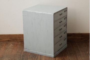 ペイント家具　和製ビンテージ　昭和中期　シャビーなペイントが魅力の小引き出し(小物収納、卓上収納、ドロワー)(R-038891)