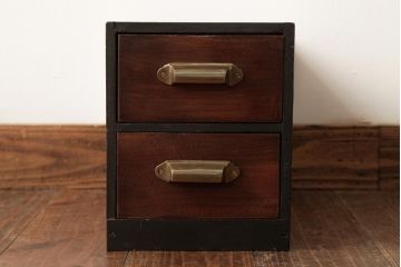 アンティーク家具　昭和レトロ　落ち着きのあるグリーンのペイントが素敵な小引き出し(小物収納)(R-038892)