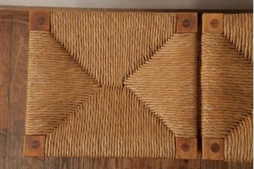 ビンテージ家具　松本民芸家具　初期モデル　ラッシスツール2脚セット(チェア、椅子)(R-038894)