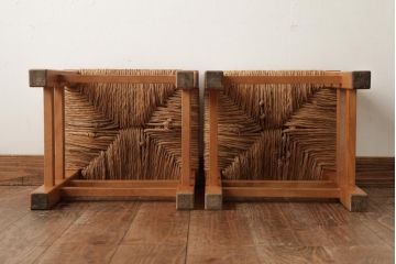 ビンテージ家具　松本民芸家具　初期モデル　ラッシスツール2脚セット(チェア、椅子)(R-038900)