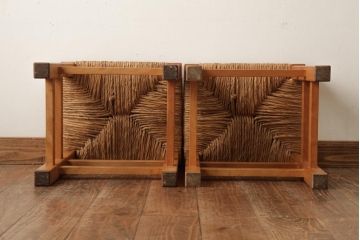 ビンテージ家具　松本民芸家具　初期モデル　ラッシスツール2脚セット(チェア、椅子)(R-038901)