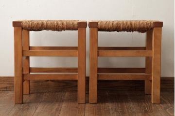 ビンテージ家具　松本民芸家具　初期モデル　ラッシスツール2脚セット(チェア、椅子)(R-038902)