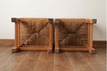 ビンテージ家具　松本民芸家具　初期モデル　ラッシスツール2脚セット(チェア、椅子)(R-038903)