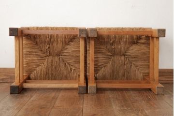 ビンテージ家具　松本民芸家具　初期モデル　ラッシスツール2脚セット(チェア、椅子)(R-038904)
