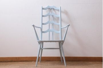 ヴィンテージ家具　イギリスビンテージ　ERCOL(アーコール)　アンティークペイント　希少!洗練された佇まいのラダーバックアームチェア(ダイニングチェア、椅子)(R-038909)