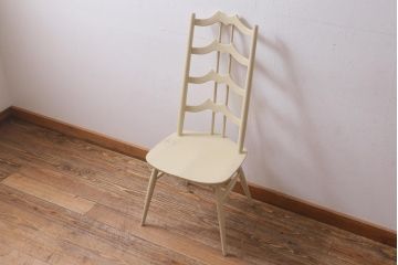 ヴィンテージ家具　イギリスビンテージ　ERCOL(アーコール)　アンティークペイント　希少!洗練された佇まいのラダーバックチェア(ダイニングチェア、椅子)(R-038910)