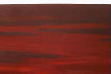 中古　漆塗　広堂作　夕焼紅葉図　朱と黒のコントラストが印象的なつい立て(衝立、パーテーション)(R-038912)