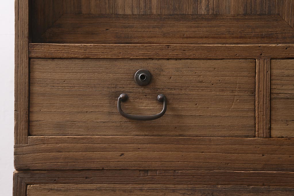 アンティーク家具　和製アンティーク　総桐材　古い木肌が味わい深い重ね箪笥(引き出し、収納棚、桐箪笥、桐たんす)(R-038914)