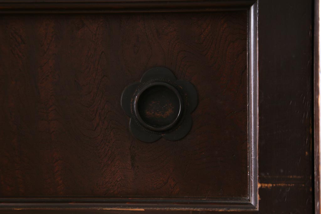 アンティーク家具　和製アンティーク　明治期　四尺　趣あふれる重ね水屋箪笥(食器棚、収納棚)(R-038915)