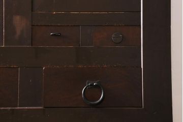 アンティーク家具　和製アンティーク　明治期　四尺　趣あふれる重ね水屋箪笥(食器棚、収納棚)(R-038915)