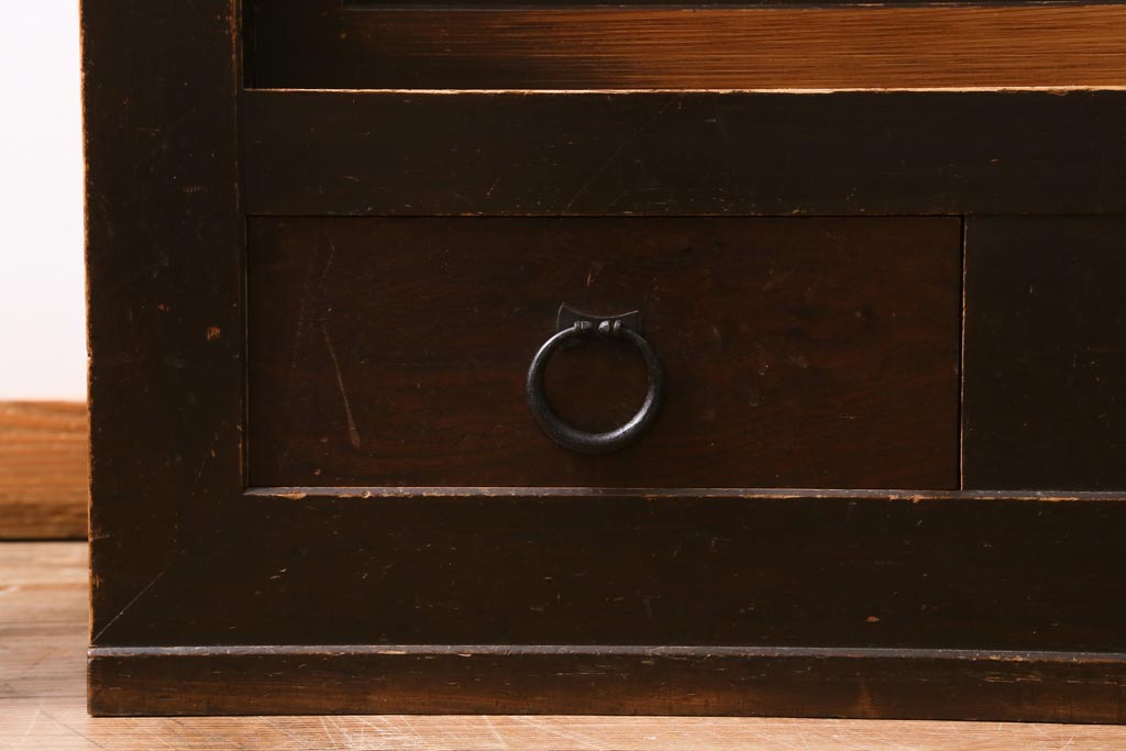 アンティーク家具　和製アンティーク　明治期　四尺　趣あふれる重ね水屋箪笥(食器棚、収納棚)(R-038915)