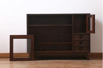 中古　松本民芸家具　モダンな雰囲気が魅力の90型茶タンス(サイドボード、戸棚)(定価約35万6千円)(R-038917)