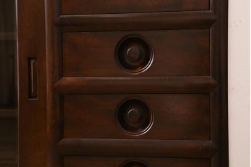 中古　松本民芸家具　モダンな雰囲気が魅力の90型茶タンス(サイドボード、戸棚)(定価約35万6千円)(R-038917)