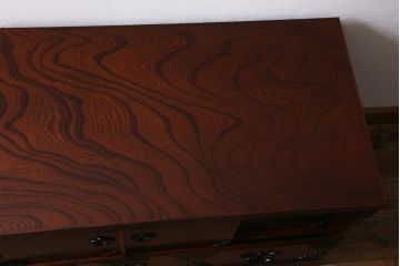 当店リメイク家具　岩谷堂箪笥　花型金具　和モダンなローボード(戸棚、テレビ台)(R-038920)