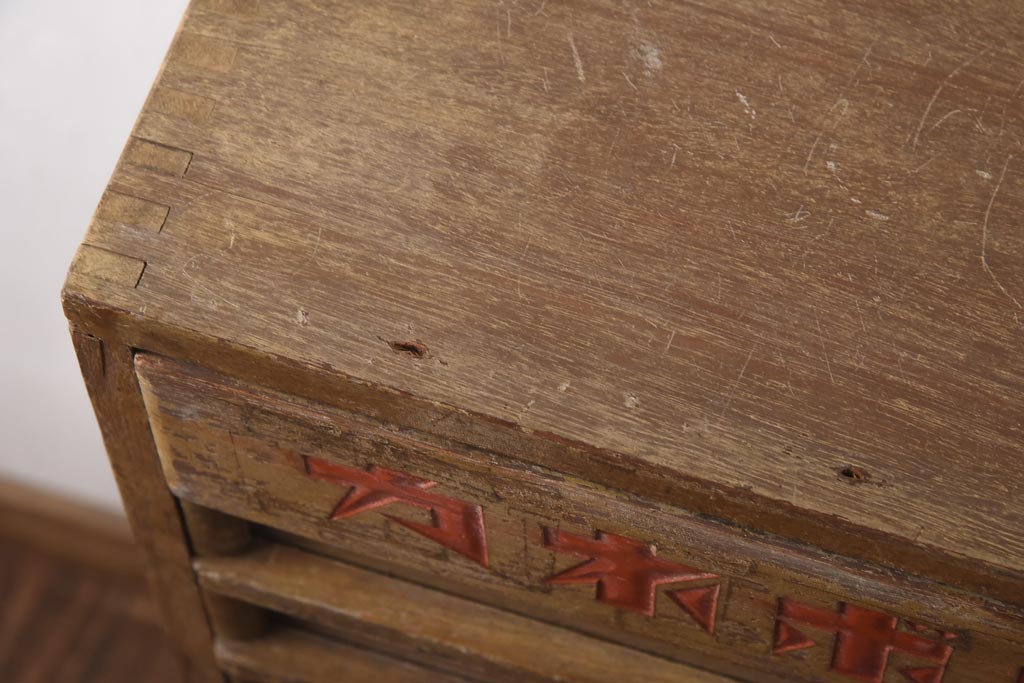 アンティーク家具　昭和中期　カネボウ　レトロな雰囲気漂う刺しゅう糸ケース(引き出し、収納棚)(R-038922)