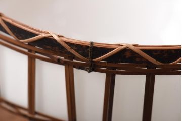 アンティーク照明　昭和レトロ　竹細工が情緒あるペンダントライト(シェード、天井照明、吊り下げ照明)(R-038986)