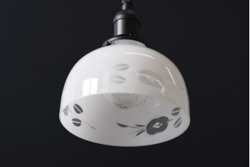 アンティーク照明　昭和レトロ　コロンと丸いフォルムが愛らしい切子のペンダントライト(天井照明、吊り下げ照明、シェード)(R-038988)