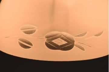 アンティーク照明　昭和レトロ　コロンと丸いフォルムが愛らしい切子のペンダントライト(天井照明、吊り下げ照明、シェード)(R-038988)