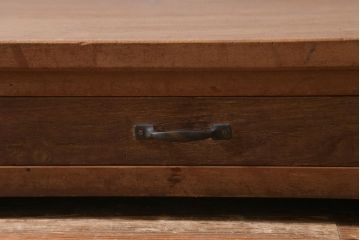 アンティーク家具　大正昭和初期　天板一枚板　ナチュラルな雰囲気が魅力の引き出し付き裁ち板(置き床、飾り台、テレビ台)(R-038989)