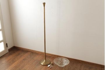 ヴィンテージ照明　アメリカビンテージ　フロストガラスのシェードが上品なフロアスタンド(フロアライト)(R-038995)