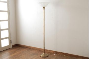 ヴィンテージ照明　アメリカビンテージ　フロストガラスのシェードが上品なフロアスタンド(フロアライト)(R-038995)