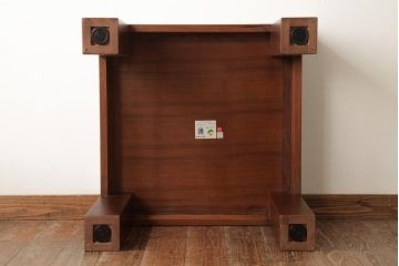 中古　CONDE HOUSE(カンディハウス)　ウォールナット材　象嵌細工が施されたモダンなローテーブル(リビングテーブル、サイドテーブル、座卓)(R-038998)