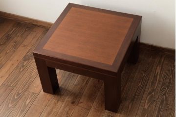 中古　CONDE HOUSE(カンディハウス)　ウォールナット材　象嵌細工が施されたモダンなローテーブル(リビングテーブル、サイドテーブル、座卓)(R-038998)