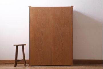 中古　民芸家具　網代引戸　杉材・桜皮　優雅な和の時間を演出する置水屋(茶水屋、茶道具、戸棚)(R-039004)