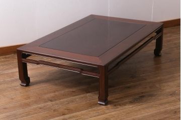 ヴィンテージ家具　唐木指物　紫檀(シタン)材　漆塗り　落ち着いた和の空間を演出する座卓(ローテーブル、ビンテージ)(R-039011)
