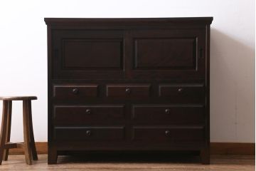 中古　リメイク　北海道民芸家具　洗練された佇まいのサイドボード(収納棚、戸棚)(R-039015)