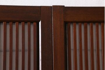 アンティーク家具　和製アンティーク　昭和初期　腰板ケヤキ材　裏障子付き!味わい深い雰囲気ただよう格子戸4枚セット(引き戸、建具)(R-039016)