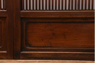 アンティーク家具　和製アンティーク　昭和初期　腰板ケヤキ材　裏障子付き!味わい深い雰囲気ただよう格子戸4枚セット(引き戸、建具)(R-039016)