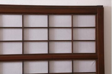 アンティーク家具　和製アンティーク　昭和初期　腰板ケヤキ材　裏障子付き!味わい深い雰囲気ただよう格子戸4枚セット(引き戸、建具)(R-039016)