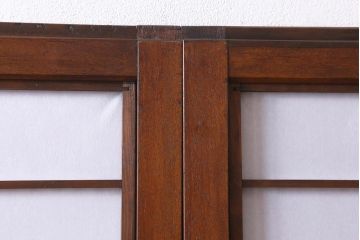 アンティーク家具　和製アンティーク　昭和初期　腰板ケヤキ材　裏障子付き!味わい深い雰囲気ただよう格子戸4枚セット(引き戸、建具)(R-039016)