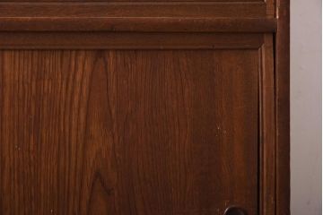 アンティーク家具　和製アンティーク　昭和初期　前面ケヤキ材　ダイナミックな木目が魅力の戸棚(茶棚、収納棚、キャビネット)(R-039017)