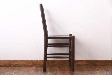 中古　松本民芸家具　シンプルなデザインが魅力的なラダーバックチェア(ダイニングチェア、椅子)(R-039019)