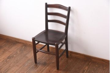 中古　松本民芸家具　シンプルなデザインが魅力的なラダーバックチェア(ダイニングチェア、椅子)(R-039021)