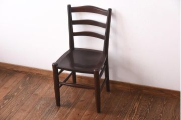 中古　松本民芸家具　シンプルなデザインが魅力的なラダーバックチェア(ダイニングチェア、椅子)(R-039022)